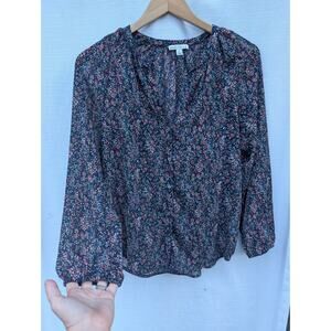 Mercantile J‎ Crew Women's Ditsy Floral Button Up Blouse Sz Small Semi Sheer